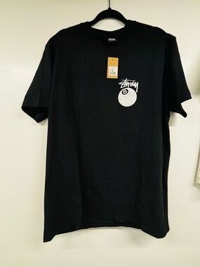 Stussy Black Short-Sleeve Tee with White Graphic